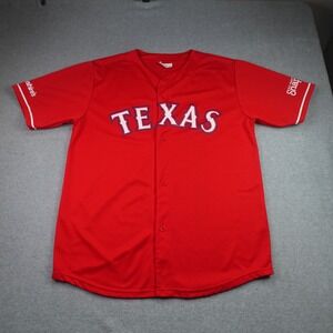 Texas Ranger Jersey Mens XL Red Button Up Fielder 84 Snapple Brookshires MLB